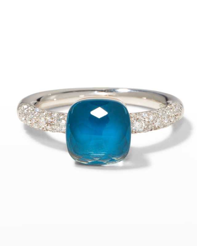 Nudo 18K Gold Ring White Topaz & Diamonds, EU 52 / US 6